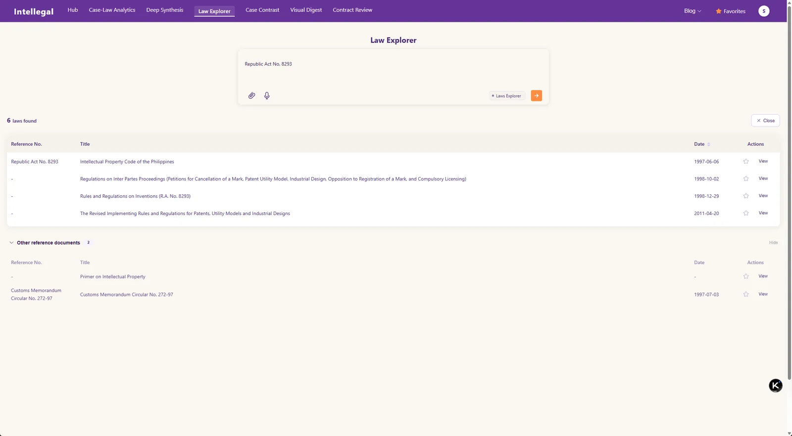 Law Explorer separates primary Philippine statutes from secondary reference documents